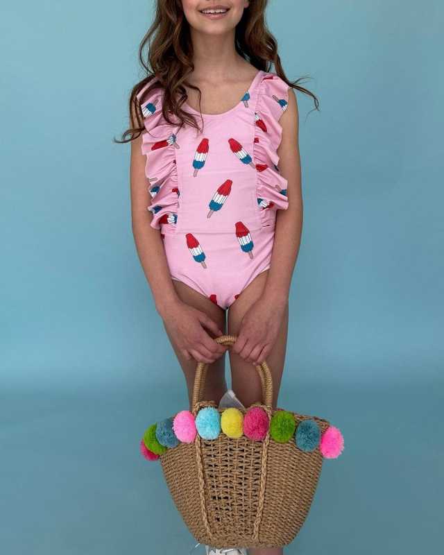 Girl's Pinkie Bomb Pop One-Piece Swimsuit, Size 2-14